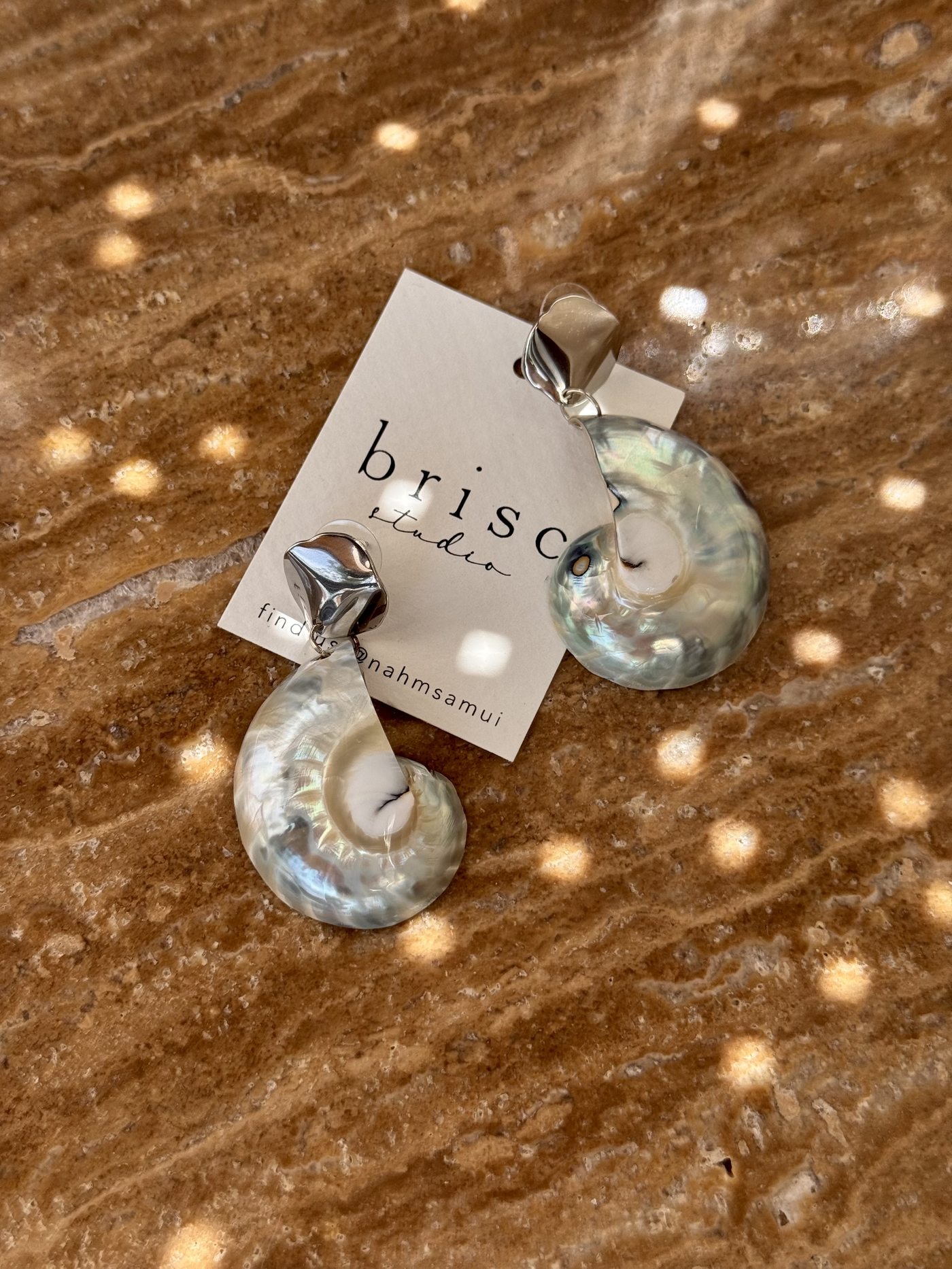 Shell drop earrings from Brisc Studio at Nahm